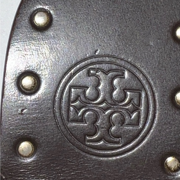 TORY BURCH brown Louisa Leather Thong Wedge Sandals with Moccasin size 9.5 - Picture 7 of 7